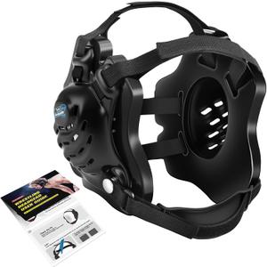 Wrestling Headgear, Head Gear for Men and Youth with Chin Cup, Dual-Layer Ear Guard for MMA, BJJ (for Users Age 10+) (Black Headgear & Black Strap)