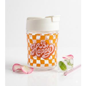 Plastic Sipper & Straw "Be Happy" Edition