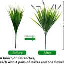 12 Bundles Artificial Grass Fake PlantsOutdoor Fake Monkey Tail Grass with Flowers for Pot UV Resistant Lavender Patio Garden Porch Home Window Hanging Planter Decor Faux Plastic Shrubs(Puper+Green)