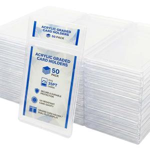 50 Pcs 35 PT Acrylic Card Holders, Trading Card Protectors with Label Slot, Graded Card Slab Style Card Cases for Baseball, Sports, MTG, TCG Cards Storage and Display