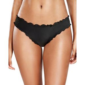 Tempt Me Women Twist Bikini Bottom Moderate High Cut Bathing Suit Bottoms Ruched Swimsuit Bottom, Black, M