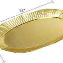 AVLA 6 Pack Plastic Serving Tray, Gold Serving Platter Set, Reusable Party Snack Serving Tray, Decorative Food Appetizer Platters for Dessert Table, Cupcake, Charcuterie, Cookies, 14" x 8.5", Large