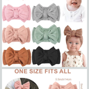 CÉLLOT 8 Pcs Super Stretchy Soft Handmade Headbands with Double Bows Head Wrap Nylon Hair Accessories For Newborn Babies Girls Infants Toddlers