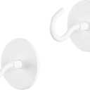 TONLEA 2 Pack Coat Hooks, Adhesive Hooks Wall Mounted, Heavy Duty Metal Wall Hooks for Hanging Coat, Scarf, Hat, Bag, Key, Towel (White)