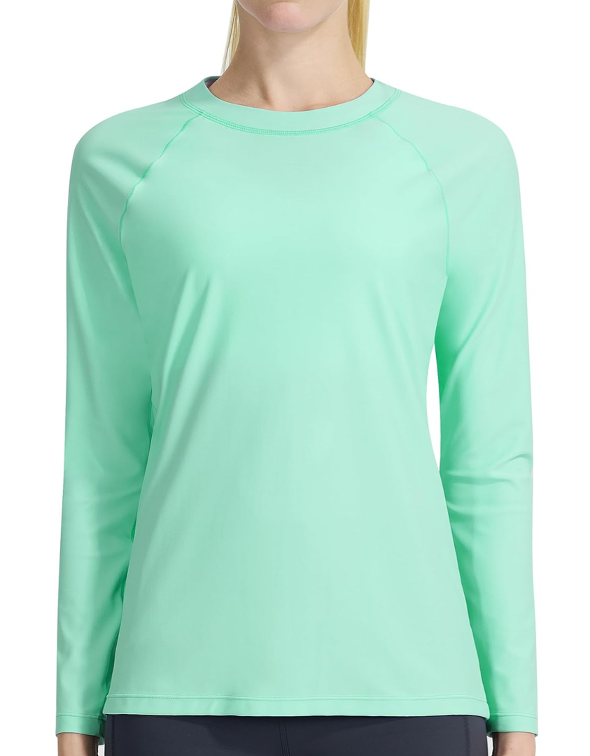 KPSUN Womens Long Sleeve Rash Guard UPF 50+ Swim Shirts Sun Uv Protection Surfing Top for Beach Swimming Quick Dry L