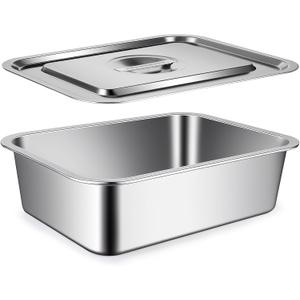 9x13 Baking Pan with Lid, 7.6Qt Large Lasagna Pan with Lid, 4 Inch Extra Deep Dish Baking Pan & Casserole Dish, Oven Safe Stainless Steel Roasting Pan for Family, Large Capacity Cooking