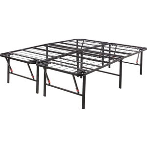 Amazon Basics Foldable Metal Platform Bed Frame with Storage, Sturdy Steel, No Box Spring Needed, 18 Inches High, Tool-Free Easy Assembly, Noise-Free, Queen Size, Black