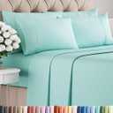 Cal King 6 Piece Sheet Set - Comfy Breathable & Cooling - Ultra-Soft Hotel Luxury Bedding Set w/ 8-16 Inch Deep Pockets - 1 Flat & 1 Fitted Sheet & 4 Pillowcases - Wrinkle Free & Easy Care - Spa Blue