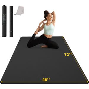 CAMBIVO Yoga Mat 72" x 48" Large Workout Mat for Home Gym Flooring | 6mm-12mm (0.24"-0.48") Extra Thick Exercise Mat for Apartment Fitness | High-Density TPE Cushioning for Joint Protection