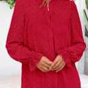 PRETTYGARDEN Women's Lace Long Sleeve Button Down Blouse (Red, S)