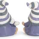 Hodao 2PCS Zen Lavender Meditation Gnomes Figurines Set- Yoga Themed Inspired Home Table & Shelf Decor for Relaxation & Serene Living Spaces Yoga Lavender Decor Retirement Gifts for Women (Grey-3)