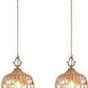 JXJYHL Brass Vintage Glass Pendant Light Crystal Hanging Light Fixtures,Adjustable Height Amber Glass Pendant Lights for Kitchen Island Dining Room Living Room Bedroom Hallway(Amber,2-Pack)