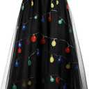 DANAZANA Double Layer Tulle Midi Skirt Women's Mesh Elastic Waist Tulle Maxi Skirts Colorful Light Bulbs, XXL