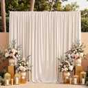 10x10 FT Wrinkle Free Ivory Backdrop Curtains for Wedding Parties, Soft Polyester Photo Backdrop Curtains with 4 Inch Rod Pockets for Birthday Party Photography, 2 Panels 5x10 FT