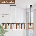5-Light Farmhouse Kitchen Island Lighting, Adjustable Dining Room Light Fixtures, Black Rustic Wood Farmhouse Chandelier Hanging Ceiling Light for Kitchen,Bulbs Not Included
