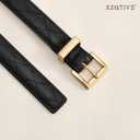 XZQTIVE 0.7" Width Skinny Leather Belt, Embroidered Thin Wasit Belt with Gold Buckle for Jeans Pants Dresses (Small: fits waist from 26"-31", Black)