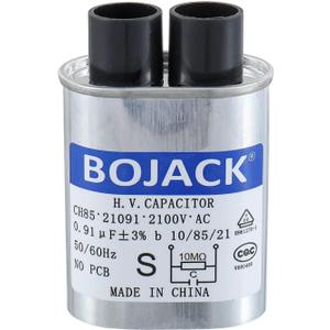 BOJACK 2100V 0.91uf Microwave Capacitor CH85 Connect Pin 1/4" Standard Terminal Compatible for Whirlpool and Amana Electrolux Ge Kenmore NO PCB