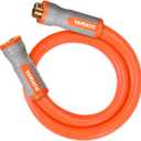 YAMATIC Heavy Duty Short Garden Hose 5/8 in x 3 ft with Swivel Fitting, Super Flexible Leader hose,All-weather, Lightweight, Burst 600 PSI (Orange)