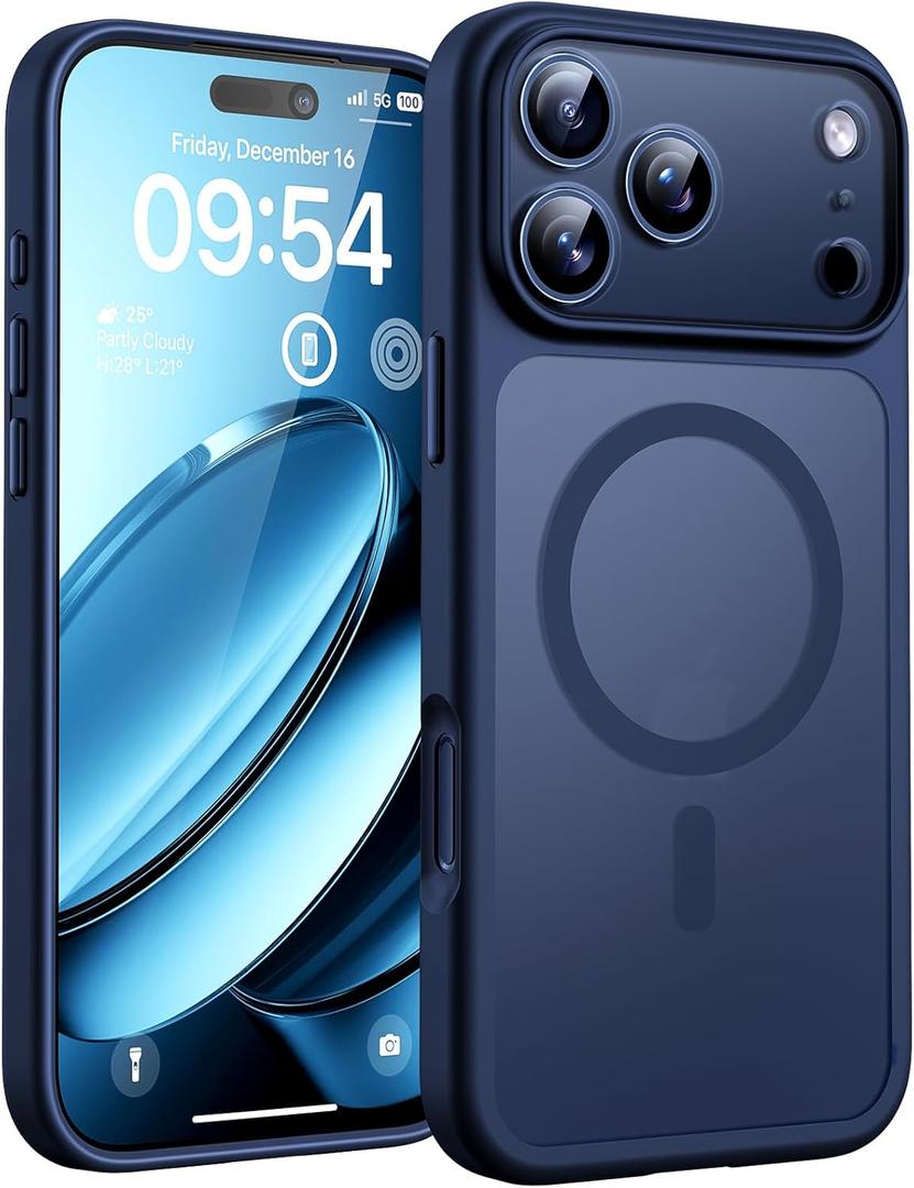 TOCOL for iPhone 17 Pro Case, Compatible with Magsafe Charger, Full Camera Protection, Translucent Matte Phone Case for 17 Pro 6.3 inch (Dark Blue)