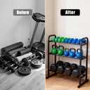 3-Tier Adjustable Dumbbell Rack, Holds 450 Lbs Total, Multi-Purpose Storage Stand for Dumbbells, Kettlebells&Weight Plates - Space Saving Home Gym Organize