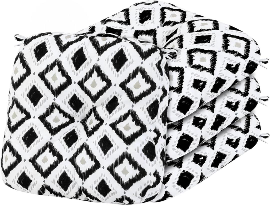 Outdoor Chair Cushions, Outdoor Seat Cushions for Patio Furniture Waterproof with Ties, Replacement Tufted Patio Chair Pads, 19x19x5 inches Set of 3