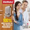 Bravex Keyless Deadbolt Keypad Entry Door Lock Zinc Alloy Sabbath Lock 100% Mechanical Shabbos Lock- No Risk of Low Power, Silver