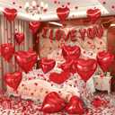I Love You Balloons Valentines Day Balloons Red Heart Love Foil Mylar Balloon 1000 Pcs Rose Petals for Wedding Anniversary Engagement Valentine Day Romantic Decorations Special Night Party