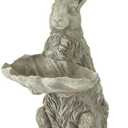Distressed Stone Look Garden Bunny Rabbit Holding Leaf Tray