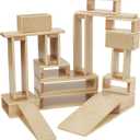 ECR4Kids Wooden Tunnels and Arches Stacking Playset, Montessori Toys, Natural, 18-Piece, 18 Piece Set - Large
