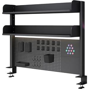 Clamp On Desk Shelf Organizer, Clamp On Desk Pegboard,Computer Desk Accessories for Office, Privacy Panel for Gaming Desk, Clamp-On Desktop Shelving System,Black (31.5in)