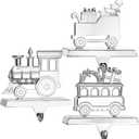 Klikel Train Stocking Holder Set of 3 - Christmas Train Stocking Hanger for Mantel - Shiny Silver Metal Christmas Stocking Holder for Fireplace Mantle - Heavy Stocking Holder for Mantle with Hook