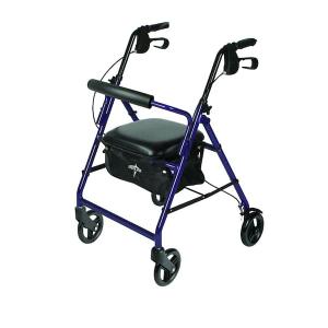 Medline Four-Wheeled Rolling Walker, Aluminum, 6" Wheels