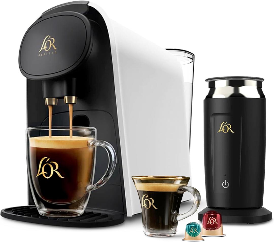 L'OR Barista System Coffee and Espresso Machine Combo with Frother, White, 2606108