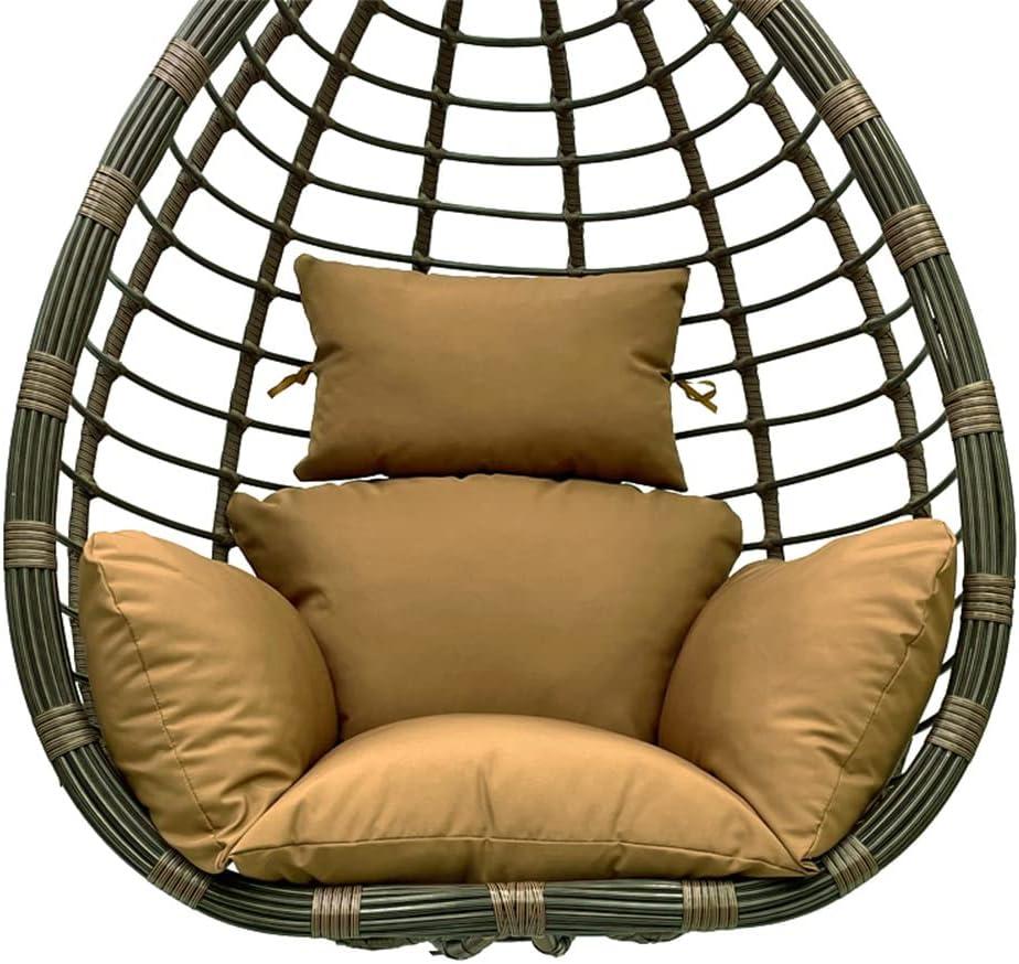 Srutirbo Egg Chair Cushion Replacement, Foldable Waterproof Hanging Basket Swing Chair Cushion with HeadrestOutdoor Porch Backyard Patio Hammock Swing Replacement Cushions (Khaki)