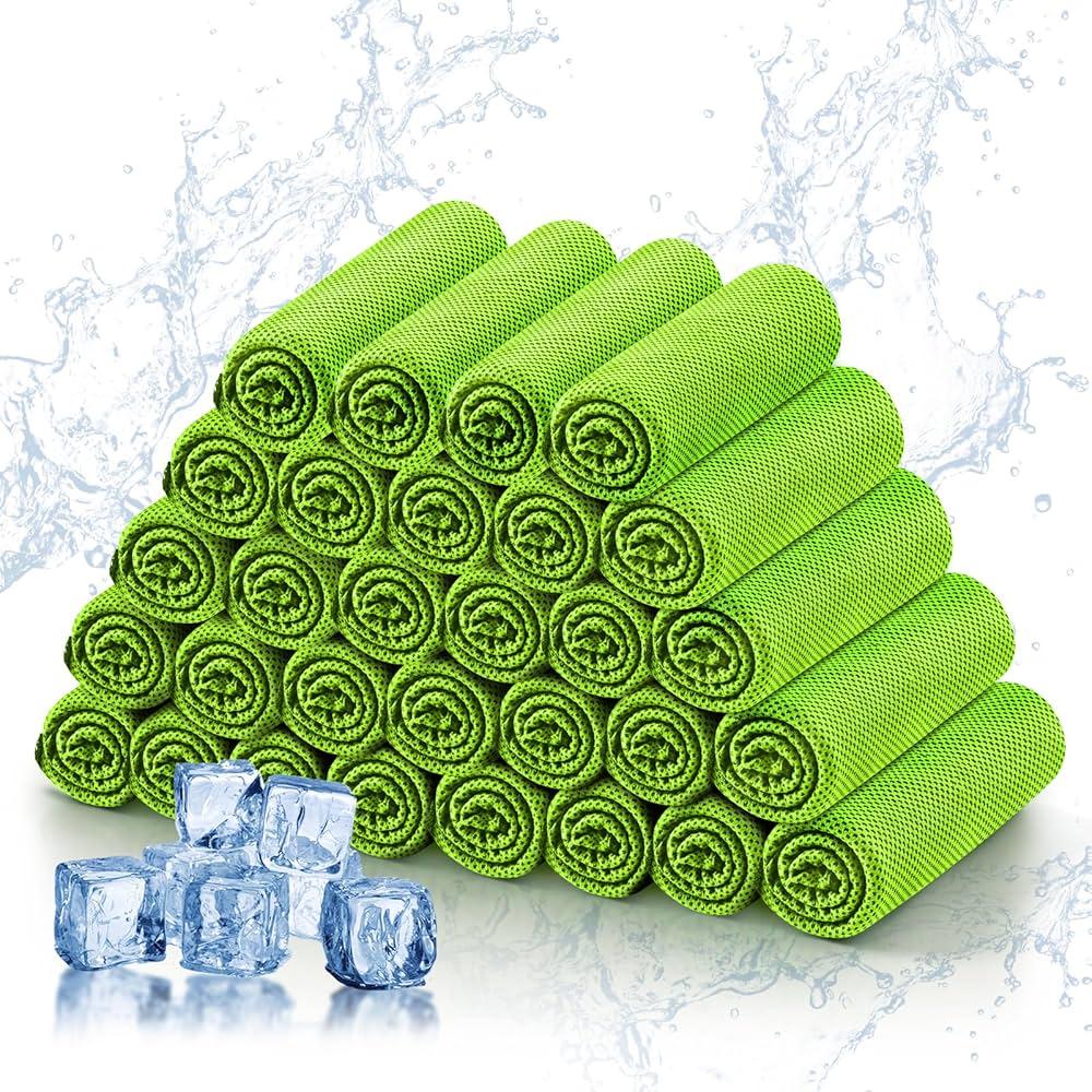 30 Pcs Cooling Towels for Neck and Face - Cooling Neck Wraps Cooler Towels for Hot Weather - Cool Cold Rags Towels for Extreme Heat (40"X12") with Fitness, Yoga, Golf, Running and Working Out (Green) 30 Pcs Cooling Towels for Neck and Face - Cooling Neck Wraps Cooler Towels for Hot Weather - Cool Cold Rags Towels for Extreme Heat (40"X12") with Fitness, Yoga, Golf, Running and Working Out (Green)