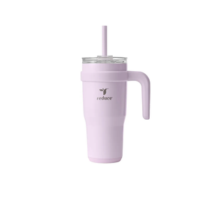 REDUCE 24 oz Stainless Steel Tumbler with Handle - Dual-Wall Vacuum Insulated Travel Mug, Sweat-Proof Lid & Reusable Straw - Keeps Drinks Cold for 24 Hrs, Fits Cupholders, Dishwasher Safe - Lilac Bud