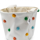 Whitmor Large Fabric Tote 16x16x13inch, White Polka Poms, 4 Pack