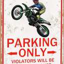 Dirt Bike Accessories Boys Motorcross Gifts Funny Dirty Bike Parking Only Vintage Tin Sign for Man Cave Boy's Room Garage Wall Decor 8x12 Inch (3065) (Red)