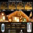 Icicle Lights for Outside, 167ft 17600 LED Icicle Christmas Lights Outdoor Waterproof, 352 Drops with Remote, 8 Modes & Dimmable, Timer for Christmas, Wedding, House, Roof Decoration, Warm White