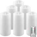 Stonebriar 3 Count White Real Wax 3x6 Flameless LED Pillar Candles with Remote and Timer