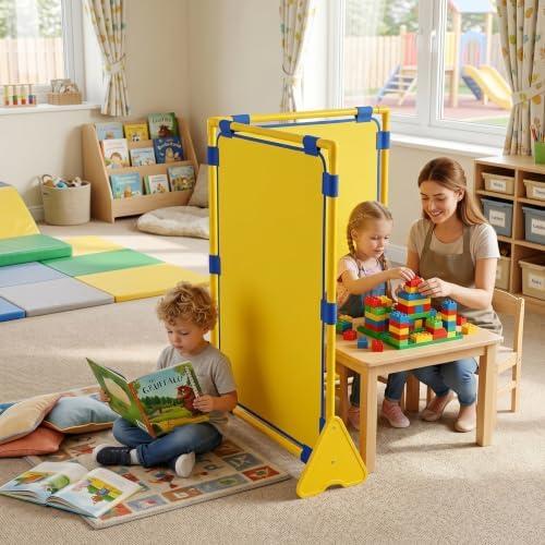 Classroom Dividers for Room Separation, Kids Room Divider Panel | 2 Pack Versatile Dividers for Home Dorm Studio Office and Kids & Learning Spaces（Yellow）