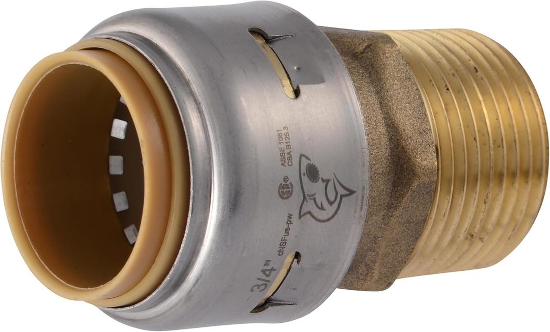 SharkBite Max 3/4 Inch MNPT Adapter, Push to Connect Brass Plumbing Fitting, PEX Pipe, Copper, CPVC, PE-RT, HDPE, UR134A