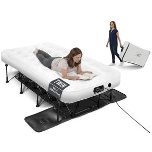 Ivation EZ®-Bed (Queen) Inflatable Air Mattress with Frame & Built-in Pump - 3 Min Self Inflate/Deflate - Raised Blow up Bed with Legs, Auto Shut Off, Premium Coil Design, Wheeled Portable Case