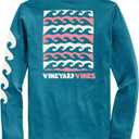 Vineyard Vines Men's Abstract Waves Long-Sleeve Dunes Tee (Mallard Blue Heather)
