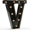 Light Up Black Alphabet Marquee Letters Sign LED Marquee Number Lights Sign for Night Light Home Bar Christmas Lamp Birthday Party Wedding Decoration V