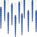 30 Pcs Christmas Plastic Icicle Twisted Plastic Icicle Ornaments Christmas Tree Hanging Decoration and Holiday Xmas Party Wedding Hanging(5.12 Inch,Blue)