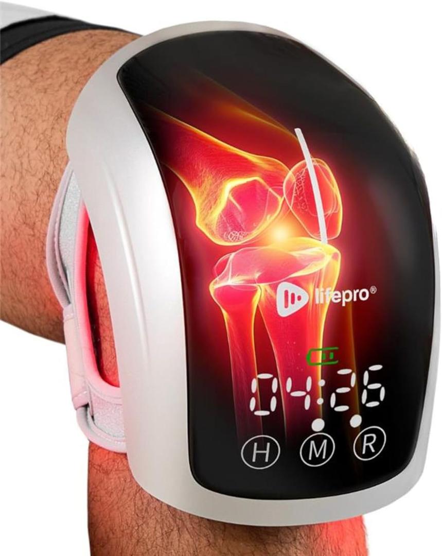 LifePro Knee Massager with Heat and Red Light Therapy - Portable Infrared Device for Daily Wellness & Relaxation - Red Light Therapy Knee Brace for Athletes and Active Lifestyles