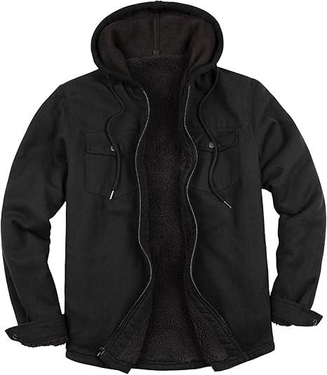 ZENTHACE Men's Sherpa Lined Full Zip Hooded Plaid Shirt Jacket
Size XL