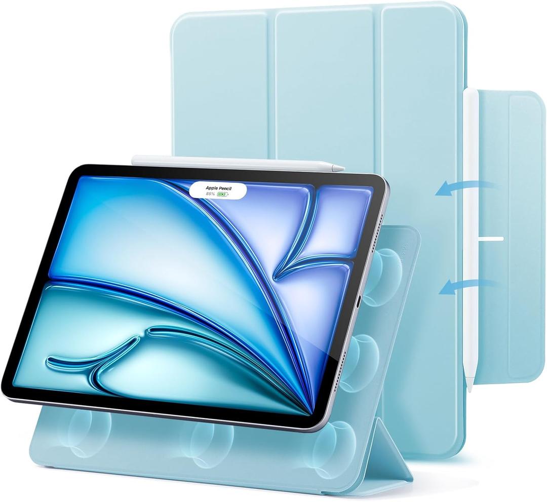 ESR for iPad Air 11 Inch Case M4/M3/M2 (2026/2025/2024), iPad Air 5th/4th Gen (2022/2020), Powerful Magnetic Attachment, Slim Trifold Stand Case, Auto Wake/Sleep, Durable Protection, Sky Blue