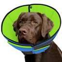 Queenmore Dog Cone XL, Soft Dog Cones for Large Dogs After Surgery, Cone for Dogs to Stop Licking, Elizabethan Collar for Pet, Alternative to Recovery Collar for Large Breeds, Blue&Green XL